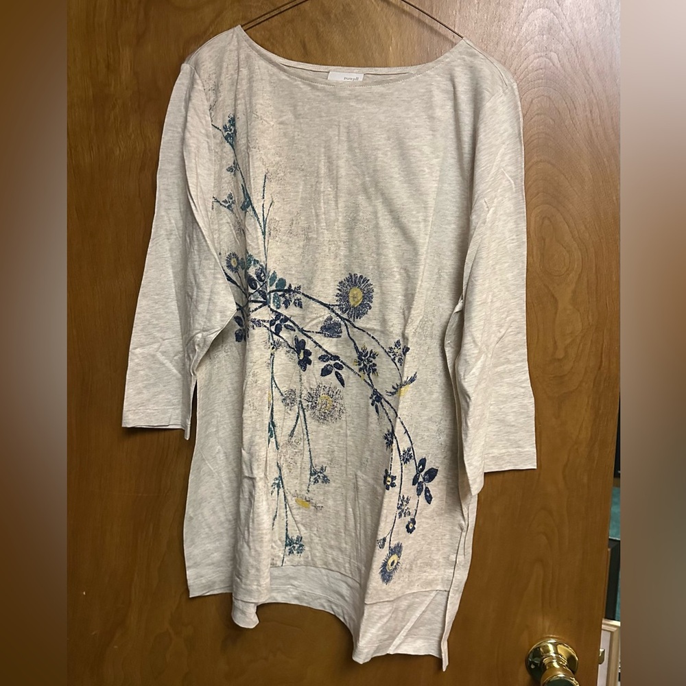 purejill Floral Print Cream Top NWOT